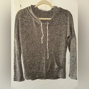 Free Kisses Heathered Gray Drawstring Lightweight Oversized Shirt Hoodie